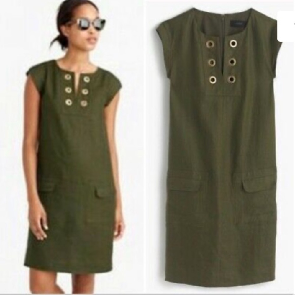 J Crew linen shirt dress w grommet detail